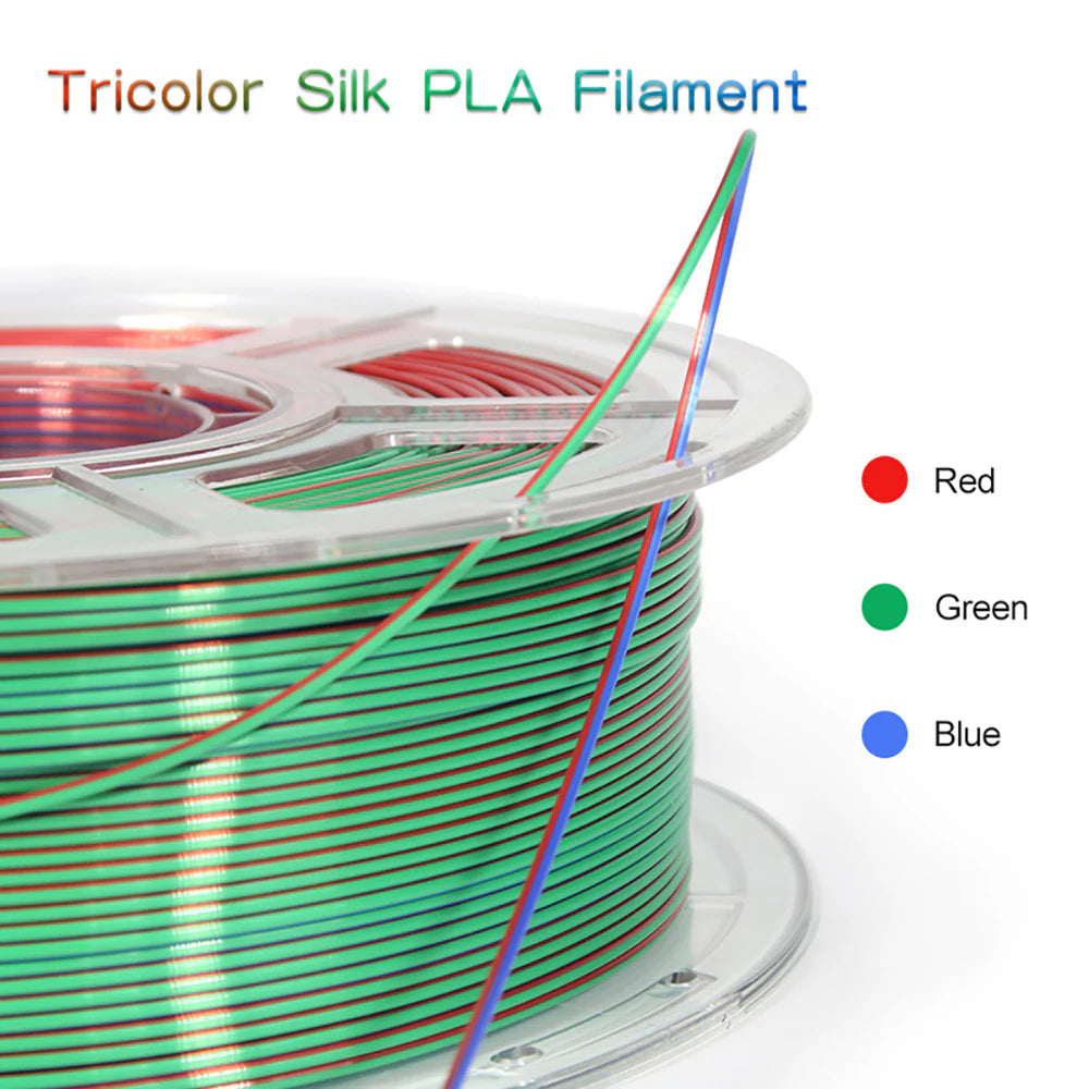 MINGDA Silk Tri-Color PLA Filament - Red/Green/Blue